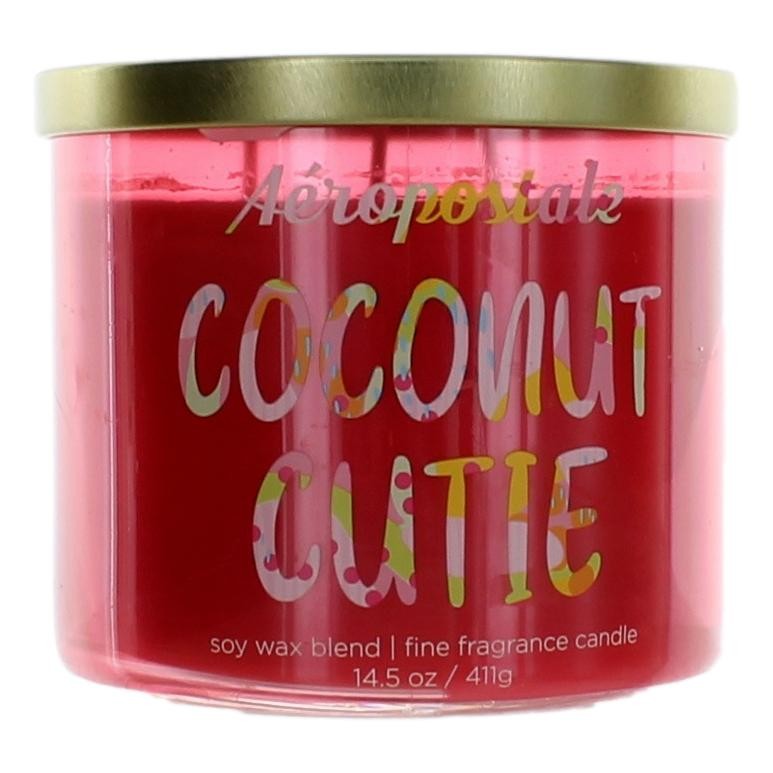 Jar of Aeropostale 14.5 oz Soy Wax Blend 3 Wick Candle - Coconut Cutie